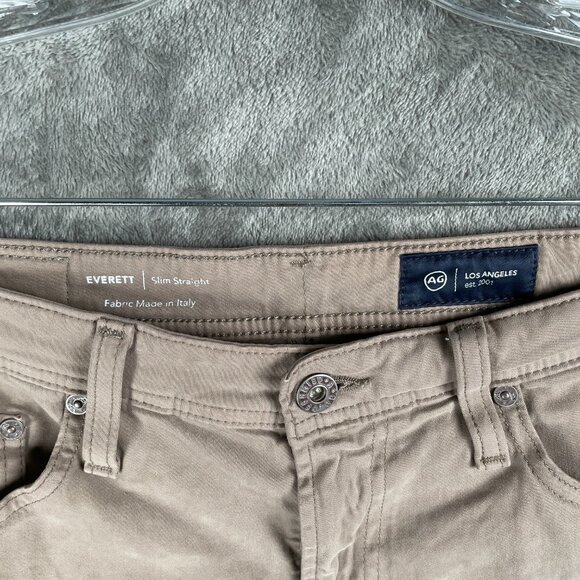 AG Everett Pants Men’s 30x32 Taupe Khaki Slim Straight Stretch Cotton Modern - Picture 3 of 7